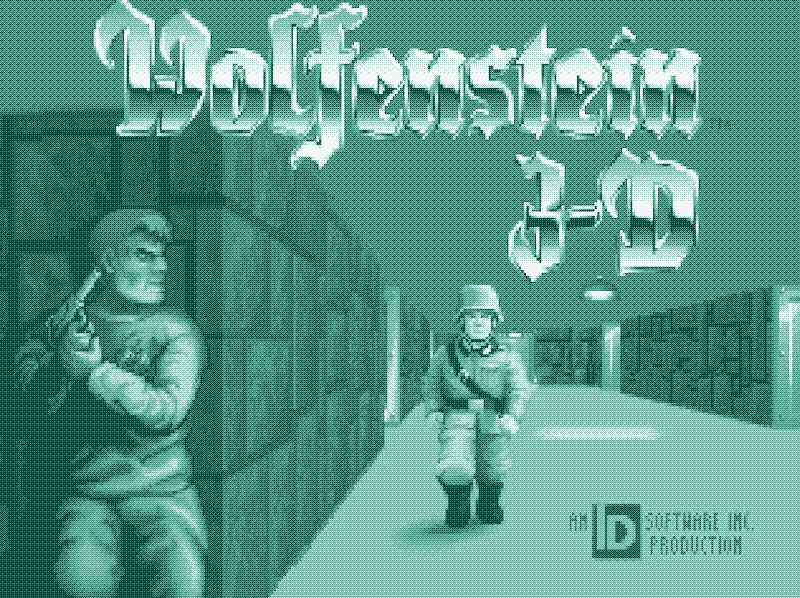 A screenshot of Wolfenstein 3D, running on my MacBook Pro via RetroArch.